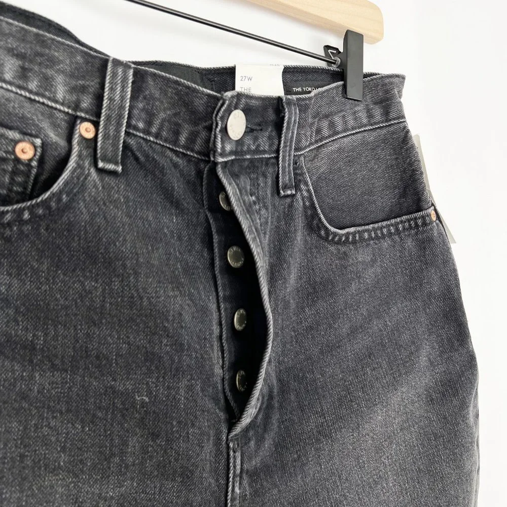 New Aritzia Denim Forum The Yoko Mid Thigh Shorts High-Waisted Long Jean Cut-Off - Picture 6 of 11